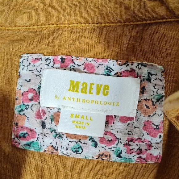 Anthropologie Maeve Leanne button down yellow shirt S - Picture 7 of 13